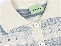 FUB ecru/misty green pointelle polo merinould